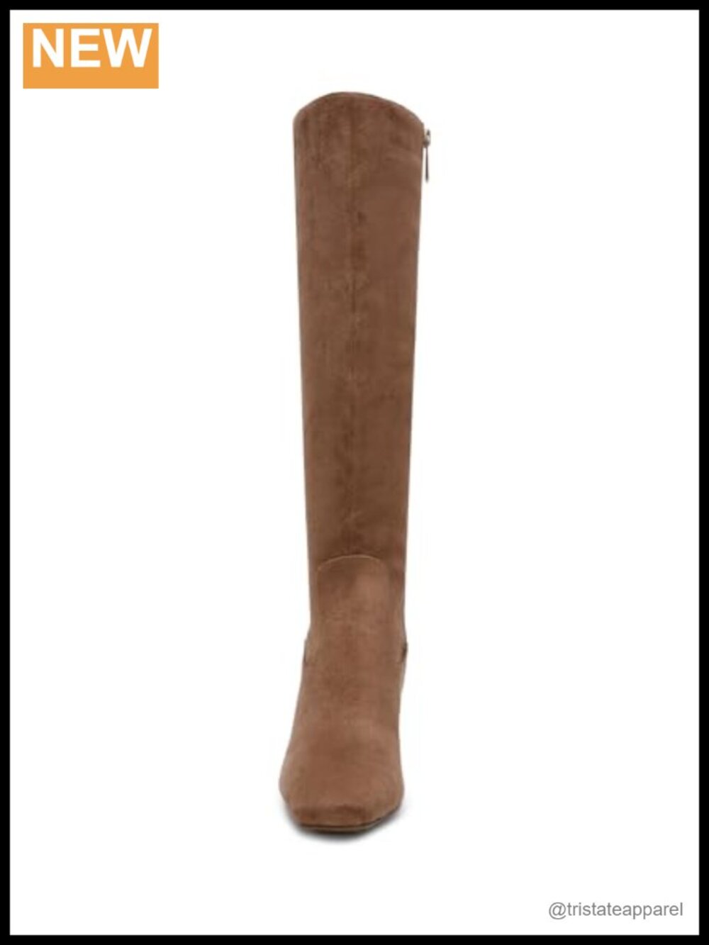 Knee High Boots: Faux Suede Block Heel, Zip - Picture 6 of 6